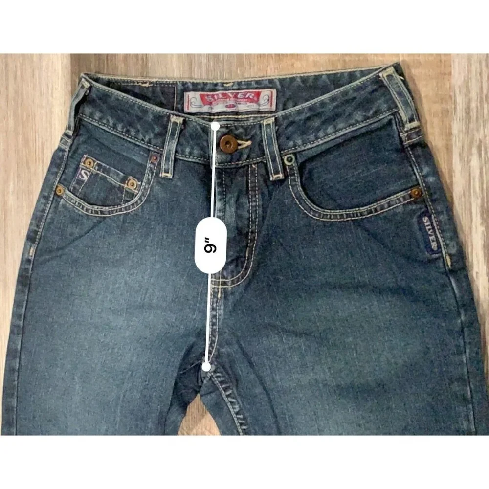 Vtg Silver Jeans Flare Womens Size 25/31 Blue Denim Pants Mid Rise Medium Wash - Picture 10 of 13